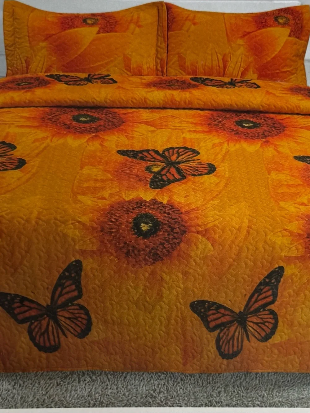 Sunflower & Butterfly Orange Comforter Set